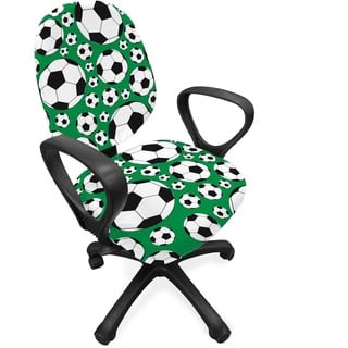 ABAKUHAUS Fußball Bürostuhl Schonbezug, Sport-Motiv, dekorative Schutzhülle aus Stretchgewebe, Grün Schwarz Weiß