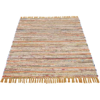 carpetfine Kelim Chindi, gelb, 80x150 cm | Moderner Teppich für Wohn- und Schlafzimmer