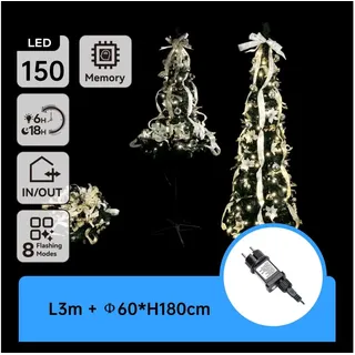Aigostar - LED Außen-Weihnachtsbaum 150xLED/230V 1,8m IP44 weiß/gold kaltweiß - Grün/Silber/Gold