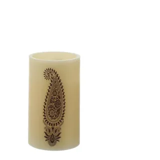 MARELIDA LED-Kerze XXL LED Kerze Ornament Echtwachs flackernd Timer H: 20cm D: 12cm creme (1-tlg) braun