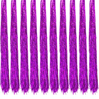 Oblique Unique® 10x Lametta Glänzend 100cm für Weihnachtsbaum Baumschmuck Weihnachtsdeko Weihnachten Party Feier Deko Silber Gold Weiß Schwarz Pink Lila Blau Grün - Farbe Wählbar (Lila)