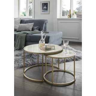 Concept Santos Couchtisch 2er-Set Glas - Metallgestell - gold