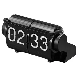 Hfgdnchva Intelligenter Mechanischer Tischkalender mit Automatischem Datum und Alarm, Seitenumblätternde Uhr im Vintage-Flip-Stil für die Wohnkultur, Schwarz.