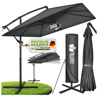 tillvex Alu Sonnenschirm Rechteckig Ø 330 cm Grau