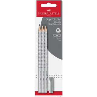 Faber-Castell Bleistift GRIP 2001 HB 3 St. Silber