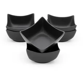 Spetebo Keramik Dip Schale eckig schwarz matt klassisch - 6er Set | Snack Saucen Schüssel, Dessertschälchen, Servierschale