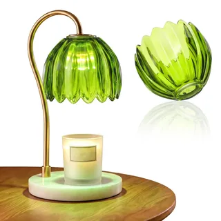 HOMSFOU Lampenschirm Glas Grün – Lampenschirm für Tischlampe Glas Ersatz, | Retro Bankerlampe Grün, Kleiner für Nachttischlampe (Loch 35mm) 12.50 X 12.50 X 10.50 Cm