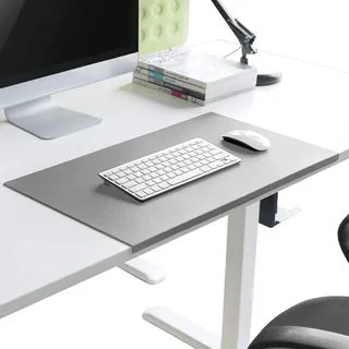 Schreibunterlage,Schreibtischunterlage mit Kantenschutz aus Weichem Kunstleder,Groß PU-Leder Mousepad für Büro/Zuhause,Büro Wasserdichte Rutschfeste Schreibenmatte,Grau,60X30cm