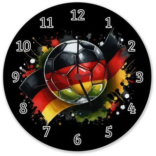 speecheese Wanduhr Fußball Deutschland Flagge Wanduhr aus Alu 28 cm