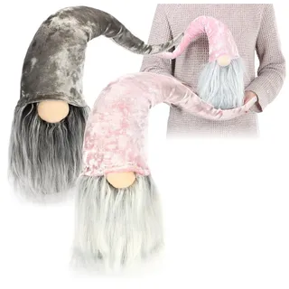 com-four® 2X Premium Weihnachts-Wichtel für die Weihnachtsdeko | winterliche Zwergen-Figur - Zipfelmütze - skandinavische Deko-Trolle - schwedischer Gnom mit Bart und langer Wintermütze
