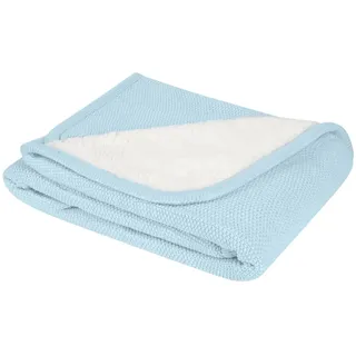 Kikkaboo Babydecke gestrickt Dream big 100 x 75 cm, Schmusedecke, 100% Baumwolle hellblau