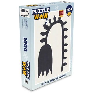 MuchoWow Puzzle Tulpe - Blume - Weiß - Schwarz, 1000 Puzzleteile, Foto-Puzzle, Bilderrätsel, Puzzlespiele, Klassisch bunt