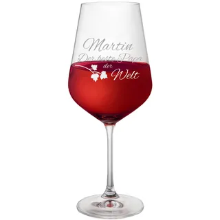 AMAVEL Rotweinglas, Weinglas mit Gravur, Der Beste Papa der Welt, Personalisiert mit Namen, Vatertagsgeschenke, Füllmenge: ca. 500 ml