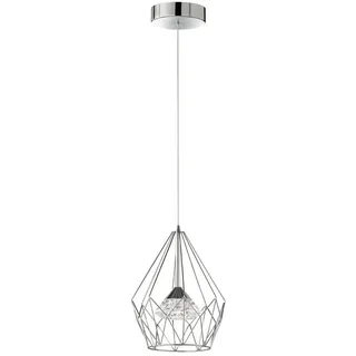 WOFI LED Pendelleuchte, Dimmer, LED fest integriert, Warmweiß, einflammig, dimmbar, Esstisch Gitter-Lampe Industrie-Design, Ø 25cm silberfarben
