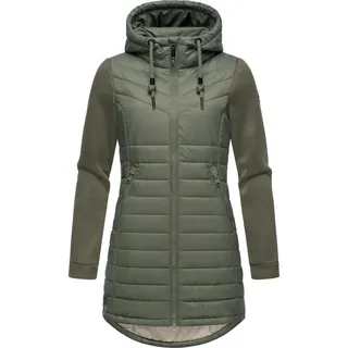 Ragwear Langjacke Sandrra Long Steppjacke aus modernem Materialmix mit Kapuze grün 6XL (52)