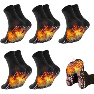 Selbsterwärmende Socken - 5 Paar Winter Thermosocken für Herren und Damen, Beheizbare Fußwärmer Socken mit Selbstheiztechnologie, Warmes Winterherz