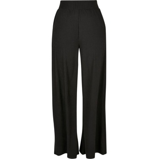 URBAN CLASSICS Stoffhose Urban Classics Damen Ladies Rib Jersey Wide Leg Pants (1-tlg) schwarz L