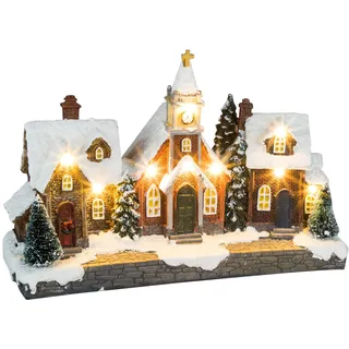Spetebo LED Weihnachtsstadt - 26,5 cm - Weihnachtsdorf Weihnachts Szene Tisch Deko Lichter Haus beleuchtet