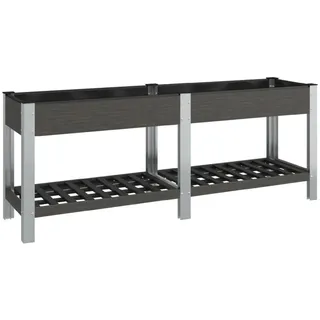 furnicato Garten-Hochbeet mit Ablage 200 x 50 x 75 cm Grau