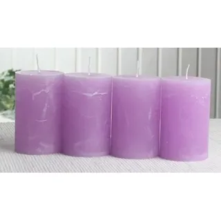 Set: 4X Rustik-Stumpenkerze, 8 x 5 cm Ø, Flieder