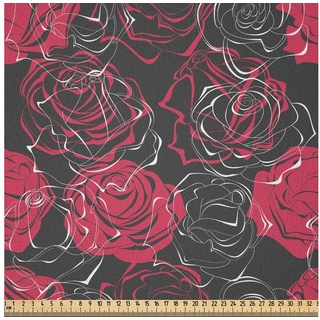 Abakuhaus Stoff DIY Bastler Stoff für Dekorationszwecke, Blumen Ombre Rose Blooom Kunst grau|rosa 230 cm x 100 cm