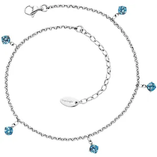 Engelsrufer Fußkette „Shiny Ocean“ Damen | Edelstahl Silber | Blaue Zirkonia | 22+5 cm verstellbar | Elegantes Fußkettchen Sommer Schmuck