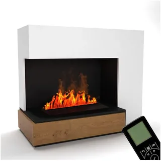 GLOW FIRE Elektrokamin Planck Wasserdampf Kamin, Standkamin, Elektrischer Kamin, Wasserdampfkamin mit 3D Feuer und Knisterfunktion