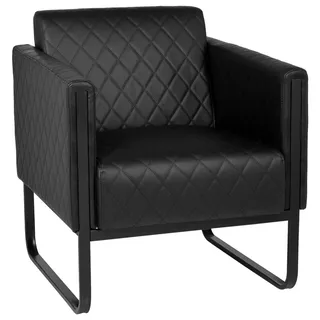 HJH Office Loungesessel ARUBA BLACK Kunstleder 56 x 54,5 x 73 cm Schwarz mit Armlehnen
