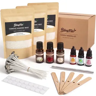 Blingfun Kerzenherstellungssets für Erwachsene und Anfänger, DIY Kerzenherstellung Zubehör enthält Sojawachs, ätherische Öle, Kerzenfarbe, Dochtaufkleber