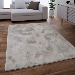 Paco Home Teppich Wohnzimmer Schlafzimmer Kunstfell Shaggy Hochflor Flauschig Soft Einfarbig Grau, Grösse:60x90 cm