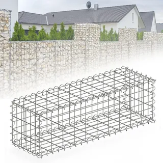 Floordirekt Gabione, Steinkorb aus Metall, 100x30x30 cm verzinkter Drahtkorb mit Maschenweite 5 x 10 cm, Steinmauer als Gartenzaun, Gabionengitter als Sichtschutz, Lenox