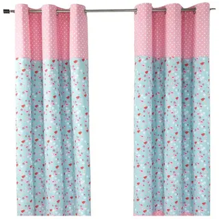 Homescapes Gardinen & Blumen blickdicht 2er-Set, 117/137 cm