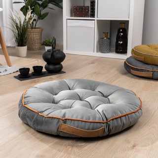 Paco Home Bodenkissen Boden Kissen Sitzkissen versch. Farben Innen Auflage Weich Dekorativ Rund Uni Yoga Meditation, Farbe:Grau, Größe:58x58x6cm