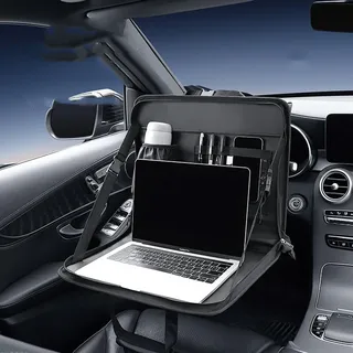 CiCixixi Multifunktionaler Auto Klapptisch mit Getränkehalter und Laptophalter, Schreibtisch für Lenkrad, Beifahrersitz oder Rücksitz – zum Essen und Arbeiten