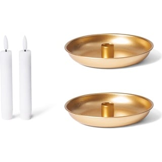Novaliv, Kerzenständer, 2x Kerzenständer 18cm GOLD Weihnachten candler holder Kerzenhalter Adventskranz Tafelkerzen