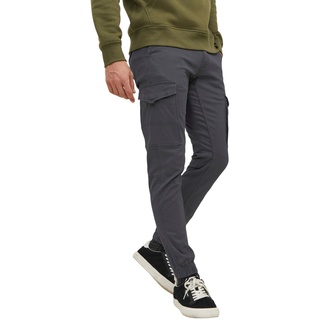 Jack & Jones Herren Cargohose JPSTPAUL JJFLAKE AKM 542 ASPHALT -Tapered Fit Tapered Fit Grau 12140326 Normaler Bund Reißverschluss W 31 L 34