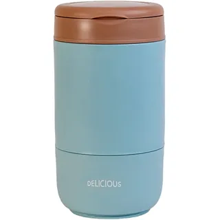 Intirilife Lunch Box Müsli Becher mit Deckel Schlaufe Löffel 270/370 ml in Blau | Gr.: onesize