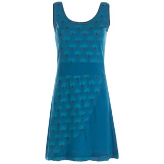Vishes Sommerkleid Damen Trägerkleid bedruckt Lagendesign Baumwolle Alternative Mode, Boho, Hippie, Ethno, Festival blau 38