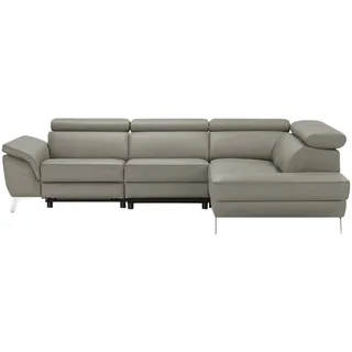 uno Ecksofa Leder  Dallas , grau , Maße (cm): B: 283 H: 74 T: 228.0