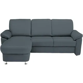 Beldomo System Ecksofa, Blau, Metall, 3-Sitzer, Ottomane links, nicht einzeln stellbar, L-Form, 220x163 cm, Goldenes M, erweiterbar, Typenauswahl, Bettkasten erhältlich, Fußauswahl, Stoffauswahl, planbar, seitenverkehrt Bettfunktion Rücken echt, Wohnzimmer, Sofas & Couches, Wohnlandschaften, Ecksofas