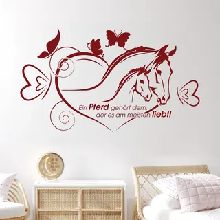 GRAZDesign Wandtattoo Pferd mit Fohlen Wohnzimmer Sprüche, Wandaufkleber Kinderzimmer Stahl Pferdehof - 68x40cm / 010 weiss