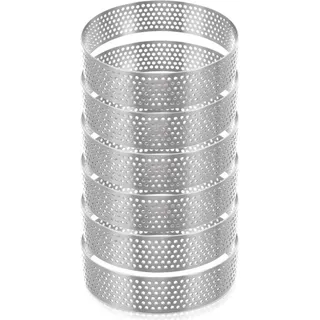 Formen für Törtchen, Stahl, mit perforiertem Rand, 8 cm Durchmesser, 6 Stück.