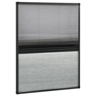 vidaXL Insektenschutz-Plissee für Fenster Alu mit Jalousie : Farbe - Anthrazit, Größe - 80 x 100 cm