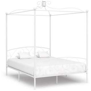 furnicato Bett Himmelbett-Gestell Weiß Metall 180 x 200 cm weiß