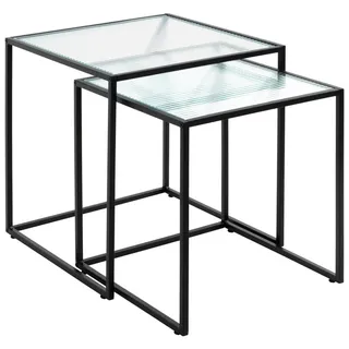 Haku-Möbel HAKU Möbel Beistelltische-Set quadratisch Sicherheitsglas schwarz, 2 St.