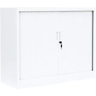 Querrollladenschrank komplett montiert Sideboard 100cm breit Stahl Büro Aktenschrank Rollladenschrank Weiß 555107 (HxBxT) 750 x 1000 x 460 mm