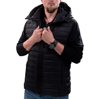 Poolman Steppweste leichte Herren-Steppweste mit Kapuze mit Kapuze schwarz XL