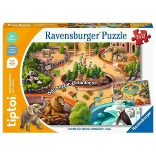 RAVENSBURGER 00138 tiptoi® Kinderpuzzle 2 x 12 Puzzle für kleine Entdecker: Zoo
