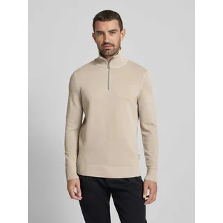 Regular Fit Troyer mit Ottoman-Struktur, Offwhite, XXL