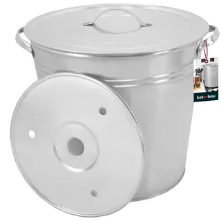 KOTARBAU® Einkochtopf groß mit Deckel & Zwischenboden 32l Stahl verzinkt Zinkeimer großer Kochtopf 32 Liter Suppentopf Gulaschkessel Kocheimer